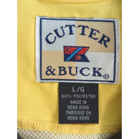 Y2K Cutter Buck CNBC Pullover Windbreaker Mens L Yellow ClimaGuard Jacket Logo - Picture 2 of 16